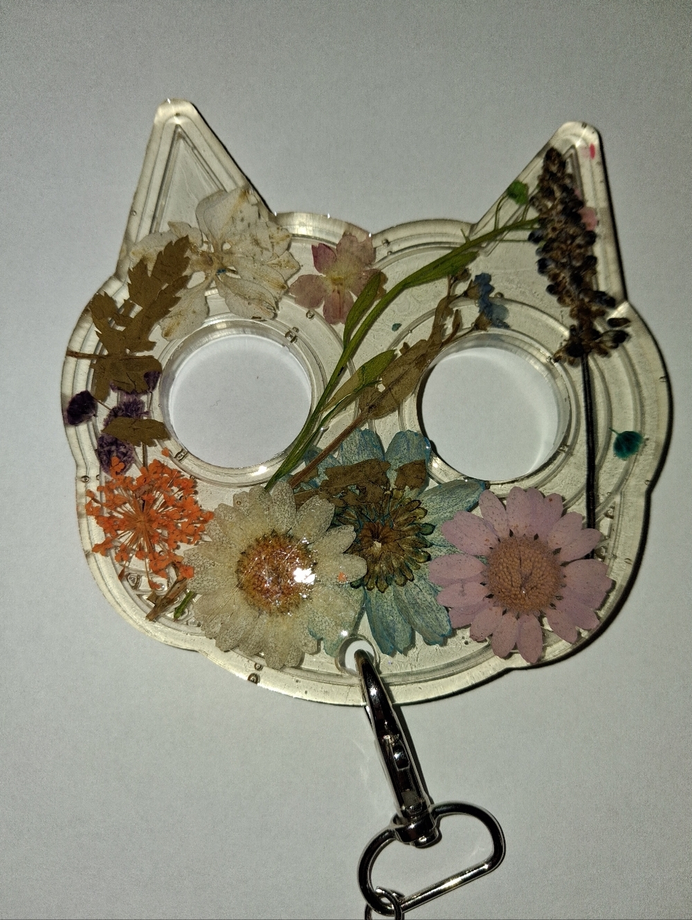 Natural Pressed Flower Owl-Shaped Safety Keychain